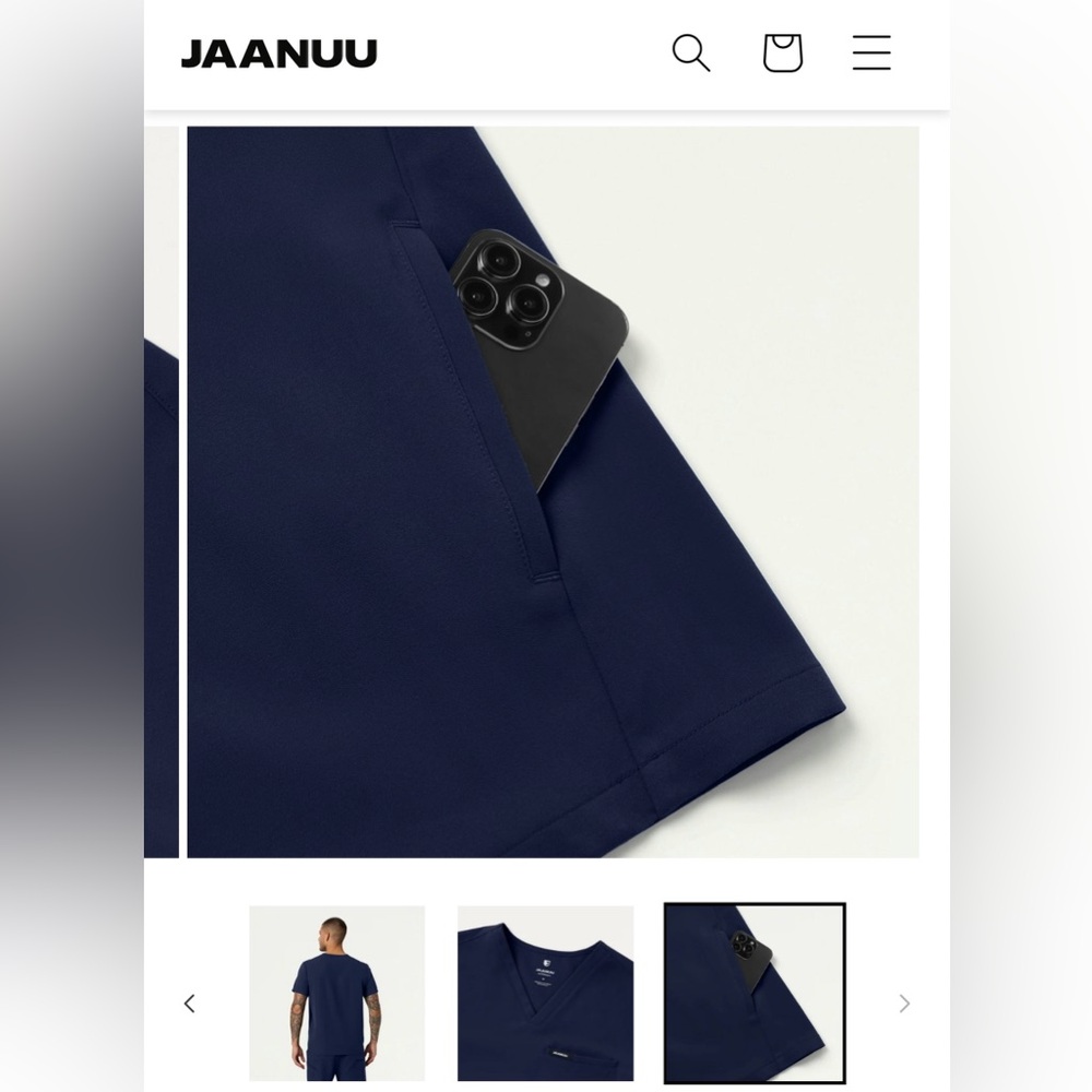 Jaanuu Men's Navy Blue Scrub Top - Picture 5 of 5